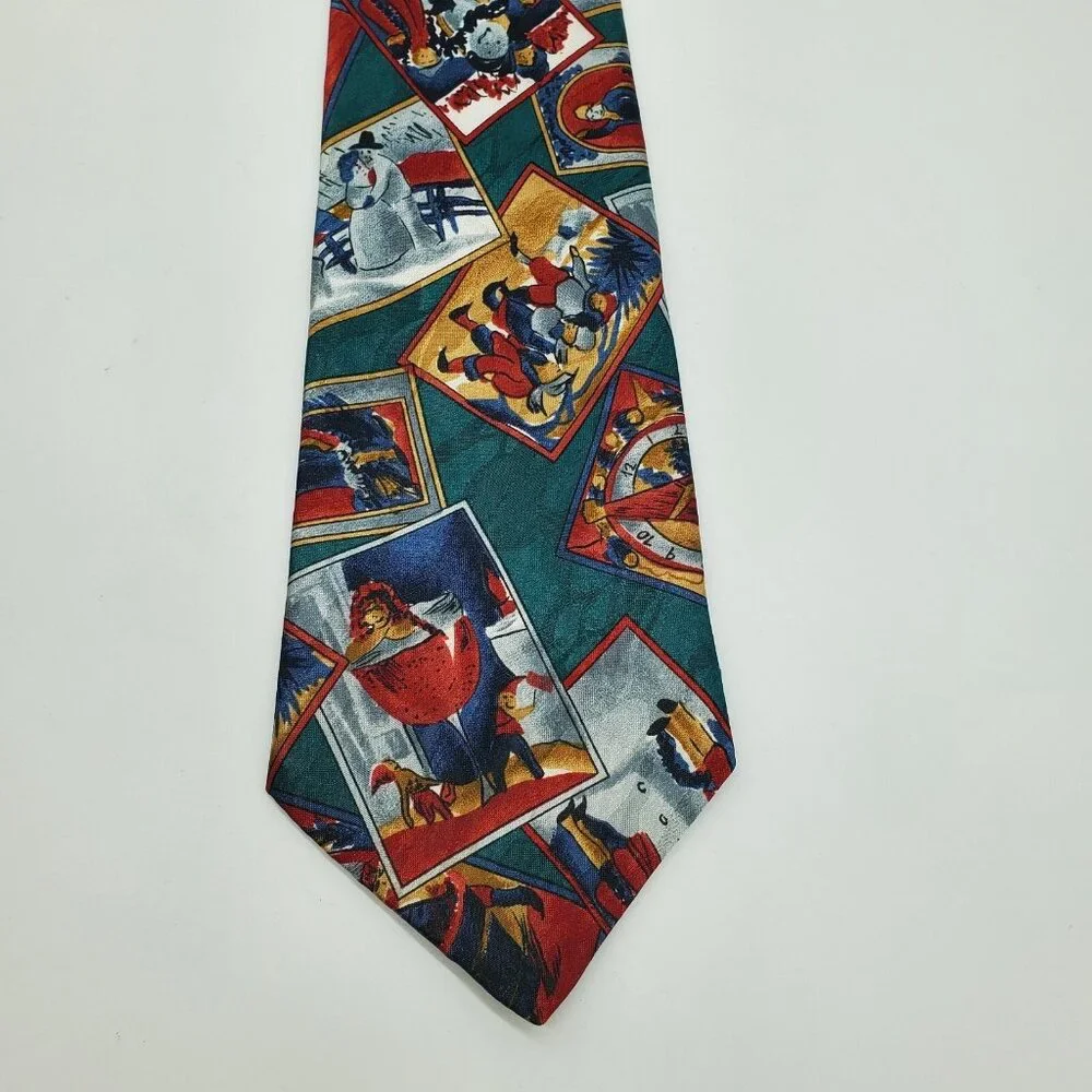 Manhattan Holiday Design Christmas Tie Neck‎ Tie Made In USA EUC
